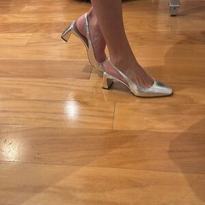 Zara square toe sling back heel